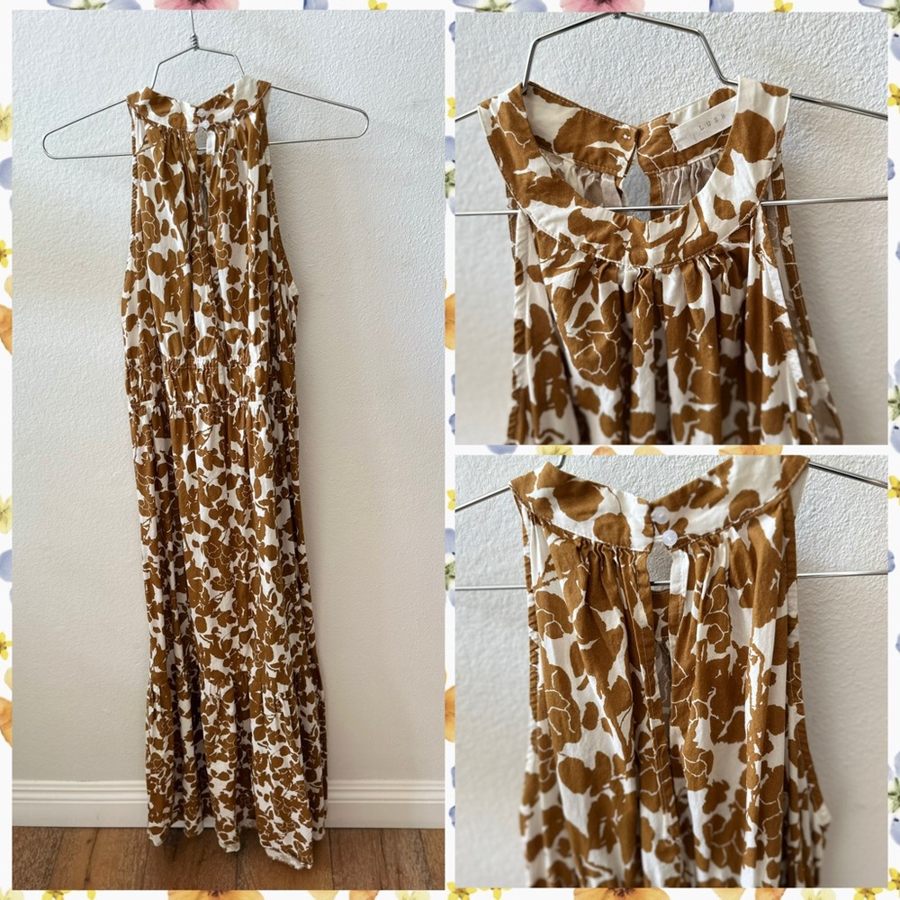 Lush Brown and White Floral Maxi Dress, size small